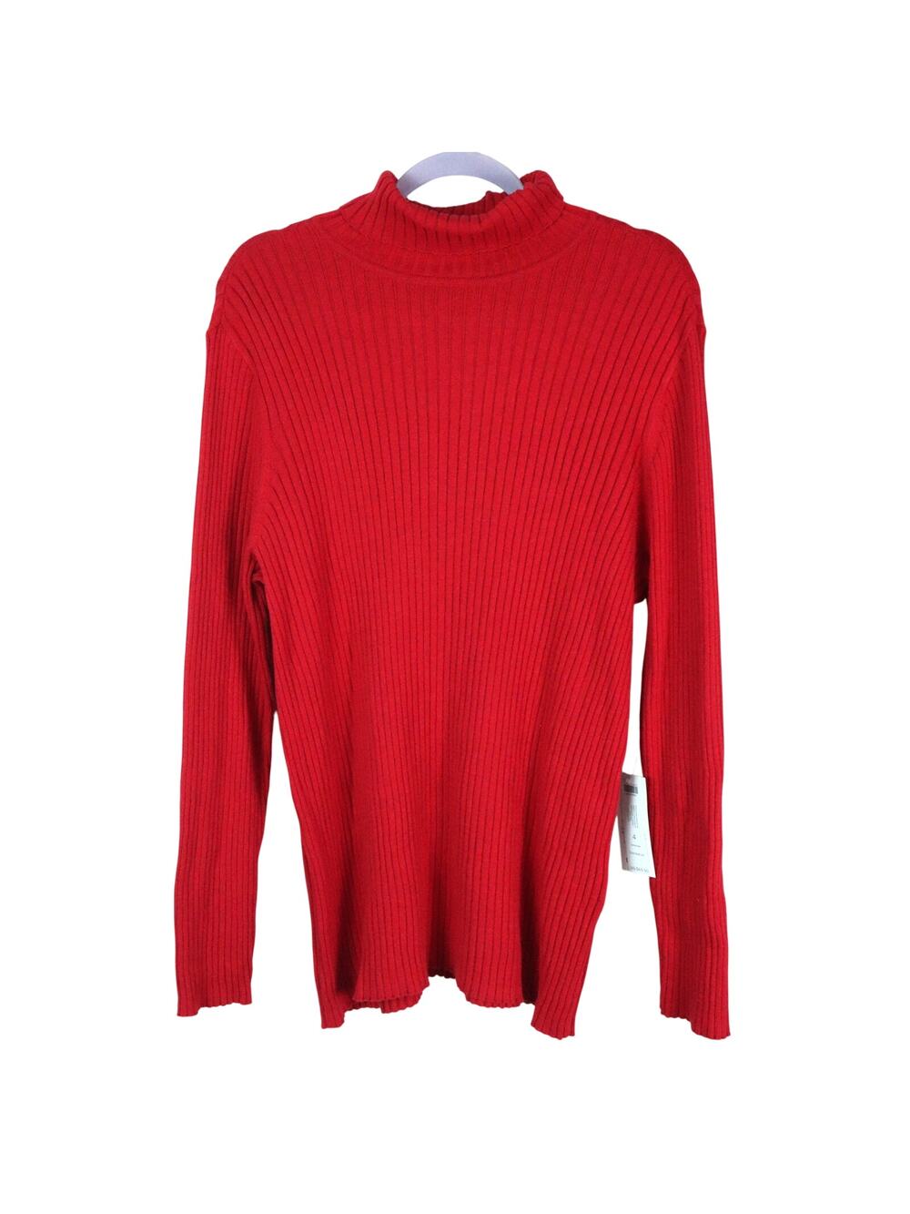 NWT Chicos 4 Red Ribbed Turtleneck Cotton Blend Womens 2X Classic Minimalist